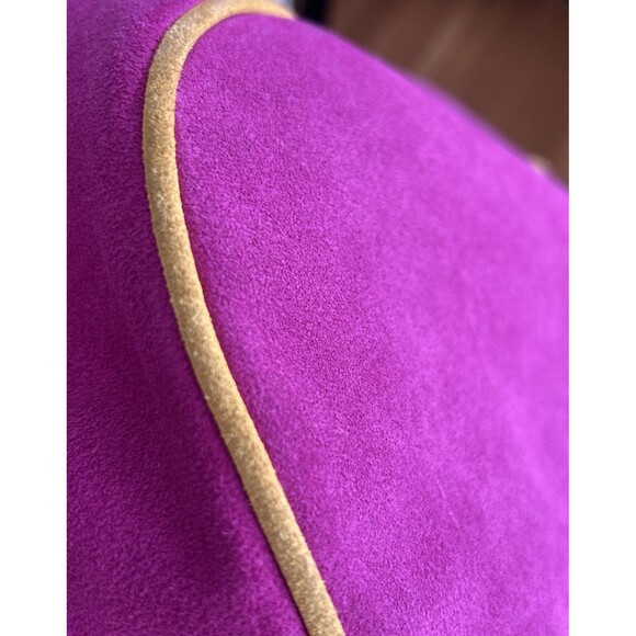 Isabella Lorusso Pink Suede Bag w/yellow Piping Transparent Chain & Cube Accents - Picture 9 of 11